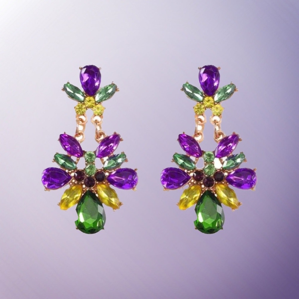 Vibrant Floral Gemstone Earrings